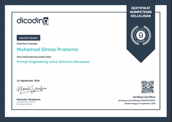 Prompt Engineering untuk Software Developer certificate