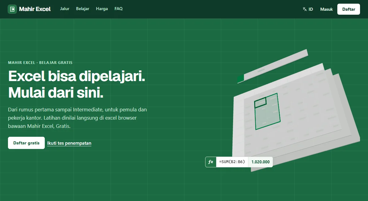 Screenshot of Mahir Excel